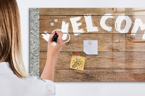 Pizarra magnética de pared con rotulador Tablero de bienvenida con espacio para fotos