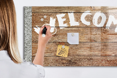 Pizarra magnética de pared con rotulador Tablero de bienvenida con espacio para fotos