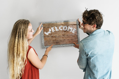 Pizarra magnética de pared con rotulador Tablero de bienvenida con espacio para fotos