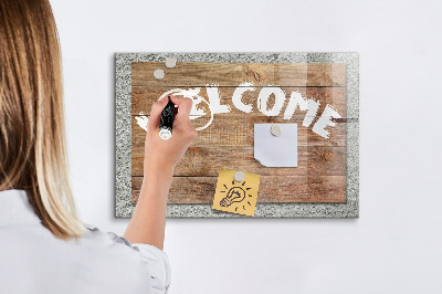 Pizarra magnética de pared con rotulador Tablero de bienvenida con espacio para fotos