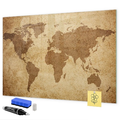 Pizarra magnética de pared con rotulador Mapa del mundo como tablero de inspiración