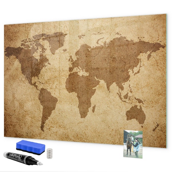 Pizarra magnética de pared con rotulador Mapa del mundo como tablero de inspiración