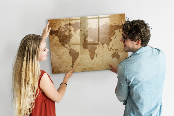 Pizarra magnética de pared con rotulador Mapa del mundo como tablero de inspiración