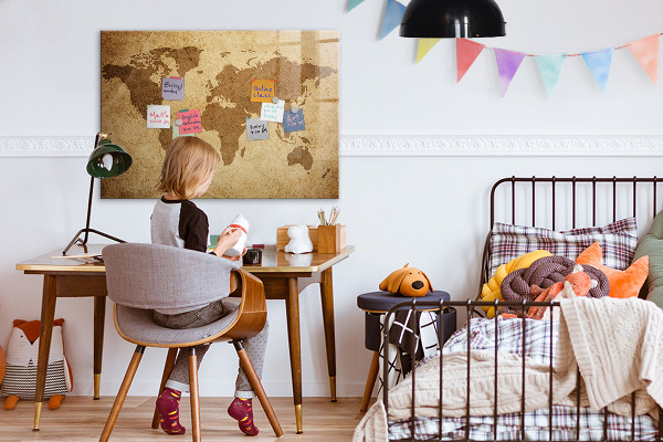 Pizarra magnética de pared con rotulador Mapa del mundo como tablero de inspiración