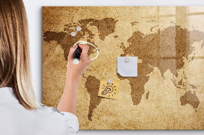 Pizarra magnética de pared con rotulador Mapa del mundo como tablero de inspiración