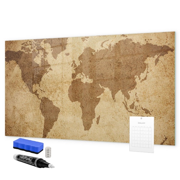 Pizarra magnética de pared con rotulador Mapa del mundo como tablero de inspiración