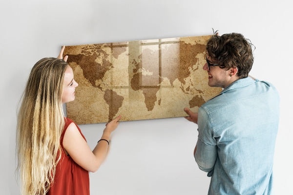 Pizarra magnética de pared con rotulador Mapa del mundo como tablero de inspiración