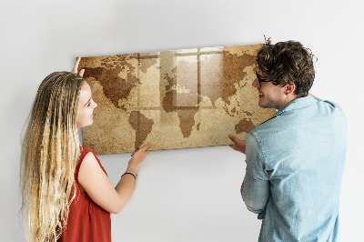 Pizarra magnética de pared con rotulador Mapa del mundo como tablero de inspiración