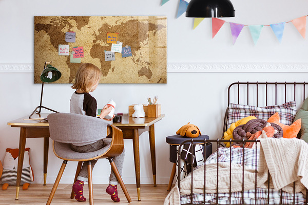 Pizarra magnética de pared con rotulador Mapa del mundo como tablero de inspiración