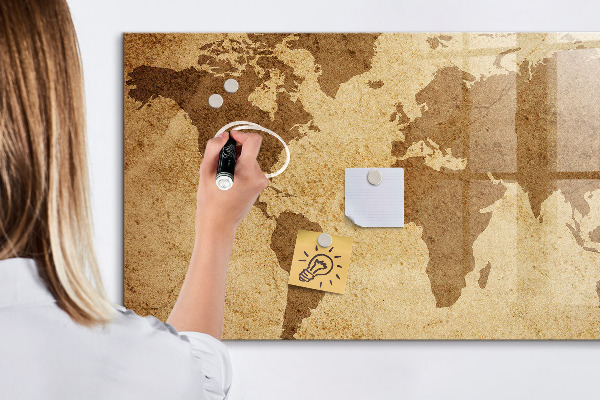 Pizarra magnética de pared con rotulador Mapa del mundo como tablero de inspiración