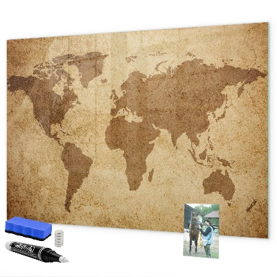 Pizarra magnética de pared con rotulador Mapa del mundo como tablero de inspiración