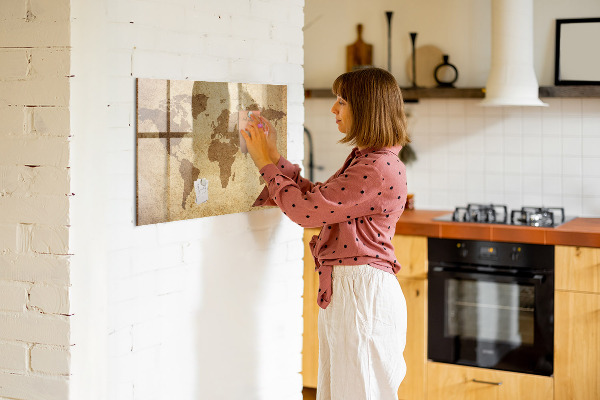 Pizarra magnética de pared con rotulador Mapa del mundo como tablero de inspiración