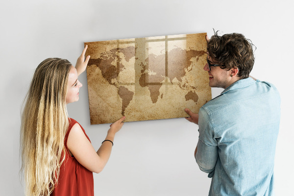 Pizarra magnética de pared con rotulador Mapa del mundo como tablero de inspiración