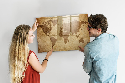 Pizarra magnética de pared con rotulador Mapa del mundo como tablero de inspiración