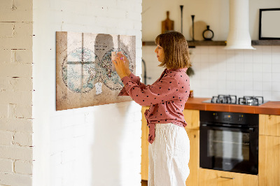 Pizarra magnética de pared con rotulador Mapa del mundo con espacio para fotos