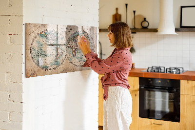 Pizarra magnética de pared con rotulador Mapa del mundo con espacio para fotos