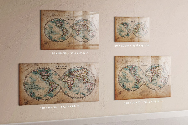 Pizarra magnética de pared con rotulador Mapa del mundo con espacio para fotos