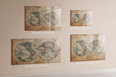 Pizarra magnética de pared con rotulador Mapa del mundo con espacio para fotos