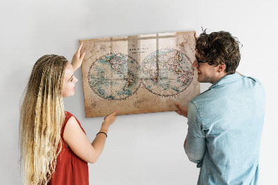 Pizarra magnética de pared con rotulador Mapa del mundo con espacio para fotos