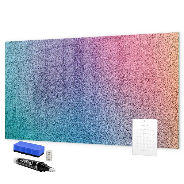 Pizarra magnética de pared con rotulador Un tablero colorido para notas y fotos.