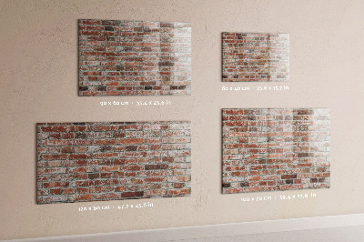 Pizarra borrable de cristal con imanes Tablero de fotos en una pared de ladrillos
