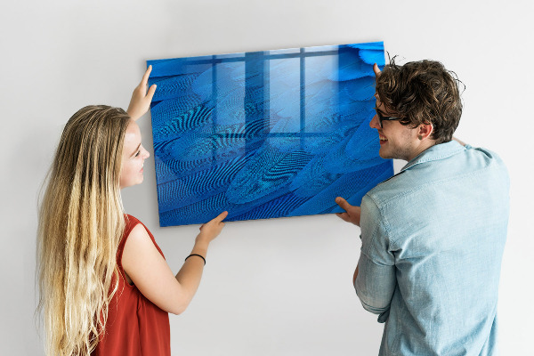 Pizarra borrable de cristal con imanes Tablero azul para fotos y notas.