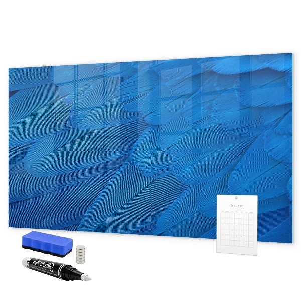 Pizarra borrable de cristal con imanes Tablero azul para fotos y notas.