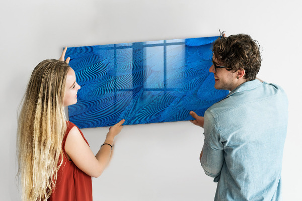 Pizarra borrable de cristal con imanes Tablero azul para fotos y notas.