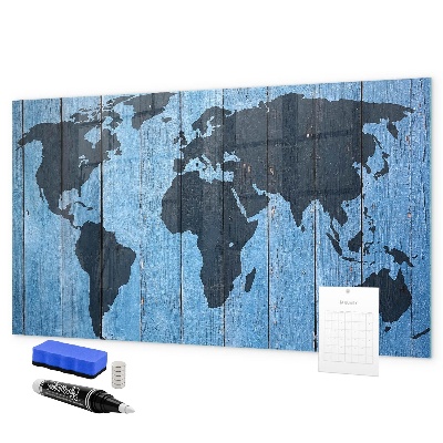 Pizarra borrable de cristal con imanes Mapa del mundo con ubicaciones de fotos