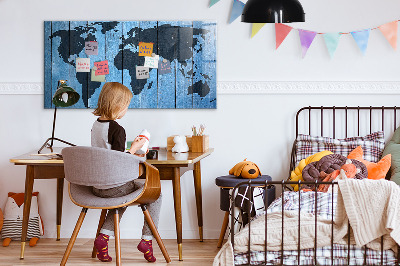 Pizarra borrable de cristal con imanes Mapa del mundo con ubicaciones de fotos