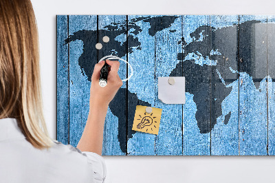 Pizarra borrable de cristal con imanes Mapa del mundo con ubicaciones de fotos