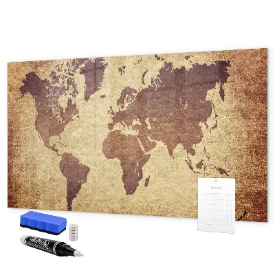 Pizarra magnética de pared con rotulador Mapa del mundo con ubicaciones de fotos