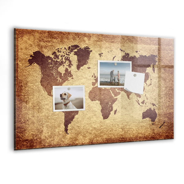 Pizarra magnética de pared con rotulador Mapa del mundo con ubicaciones de fotos