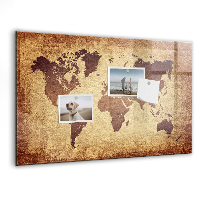 Pizarra magnética de pared con rotulador Mapa del mundo con ubicaciones de fotos