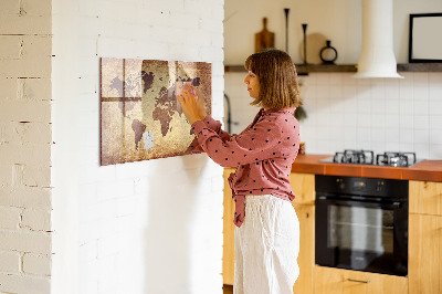 Pizarra magnética de pared con rotulador Mapa del mundo con ubicaciones de fotos