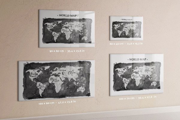 Pizarra borrable de cristal con imanes Mapa del mundo con ubicaciones de fotos