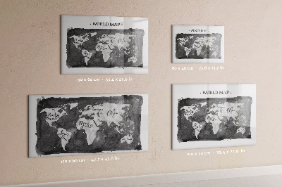Pizarra borrable de cristal con imanes Mapa del mundo con ubicaciones de fotos