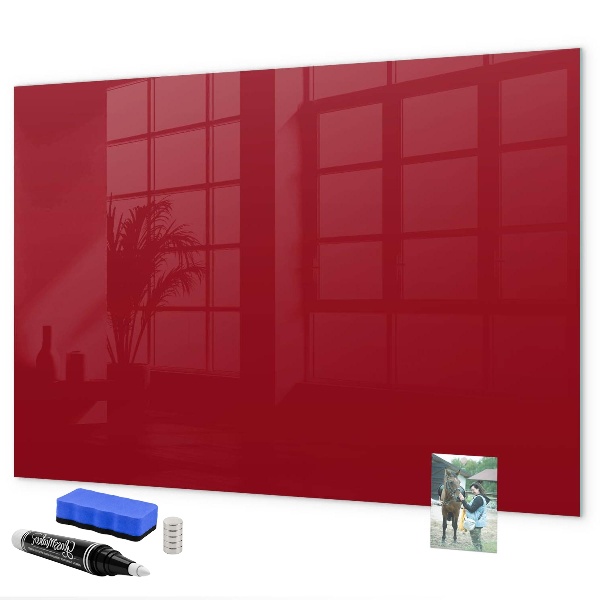 Pizarra magnética de pared con rotulador Tablero rojo para notas y fotos