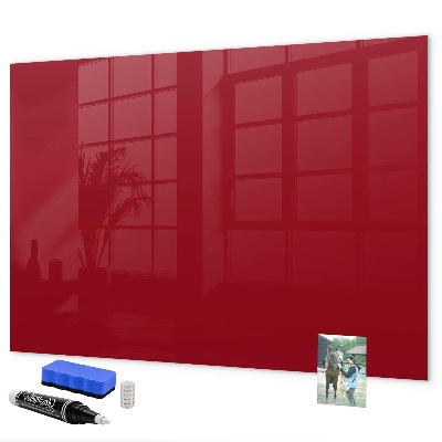 Pizarra magnética de pared con rotulador Tablero rojo para notas y fotos