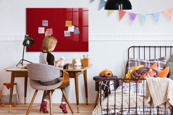 Pizarra magnética de pared con rotulador Tablero rojo para notas y fotos