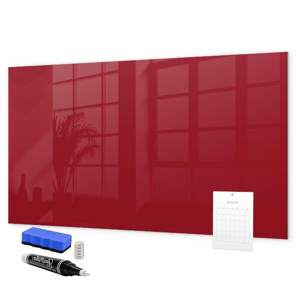 Pizarra magnética de pared con rotulador Tablero rojo para notas y fotos