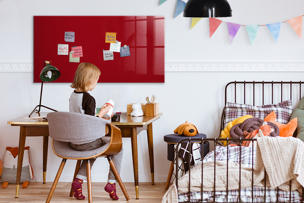 Pizarra magnética de pared con rotulador Tablero rojo para notas y fotos
