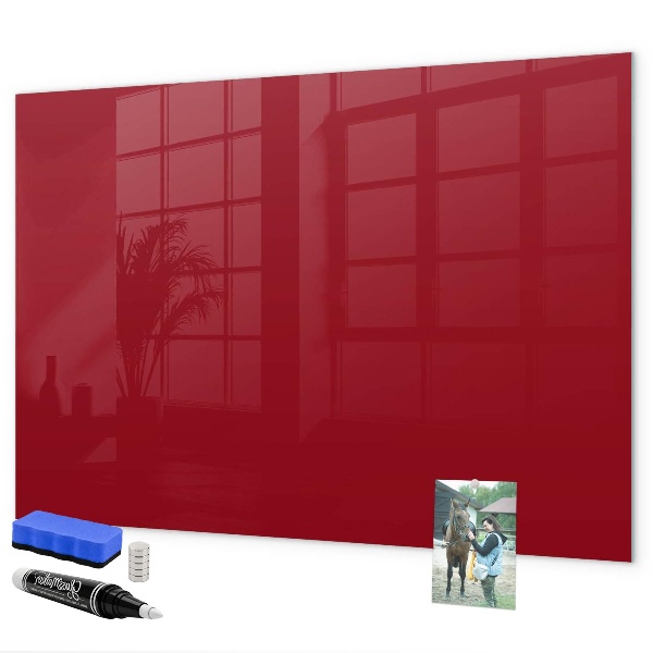 Pizarra magnética de pared con rotulador Tablero rojo para notas y fotos