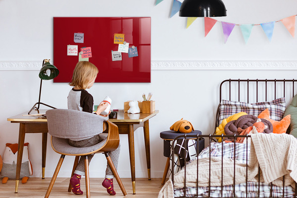Pizarra magnética de pared con rotulador Tablero rojo para notas y fotos