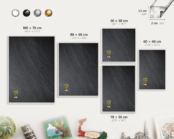 Tablero magnético de pared para imanes con marco blanco Textura gris