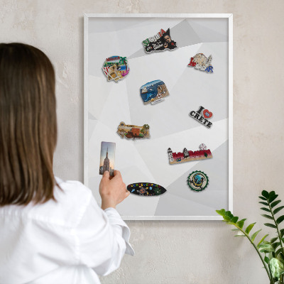 Tablero magnético de pared para imanes con marco blanco Geometría blanca