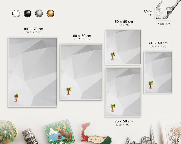Tablero magnético de pared para imanes con marco blanco Geometría blanca