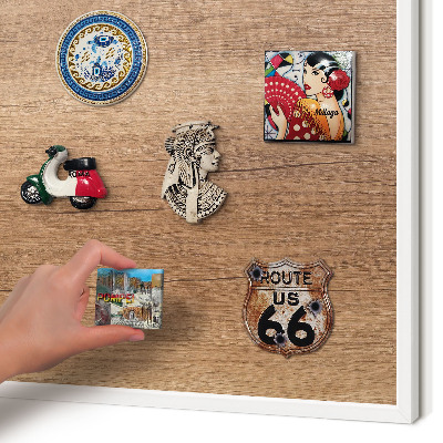 Tablero magnético metálico para souvenirs en color blanco Textura de madera