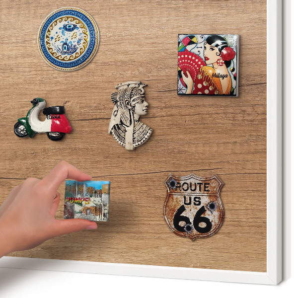 Tablero magnético metálico para souvenirs en color blanco Textura de madera