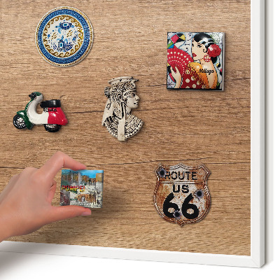 Tablero magnético metálico para souvenirs en color blanco Textura de madera
